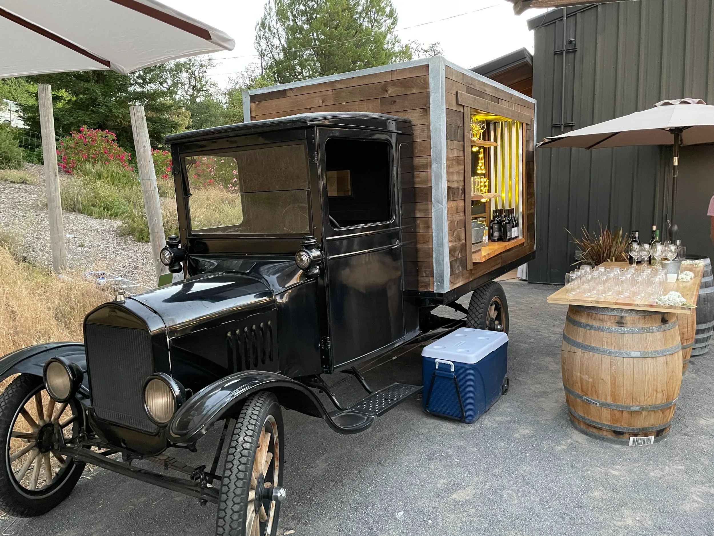 Wedding with Model T bar